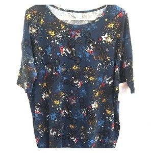 Lularoe Irma Medium NWT motorcycle stars navy blue